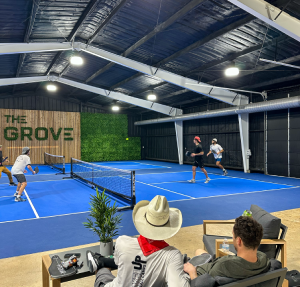 View from gallery of the grove pickleball indoor court